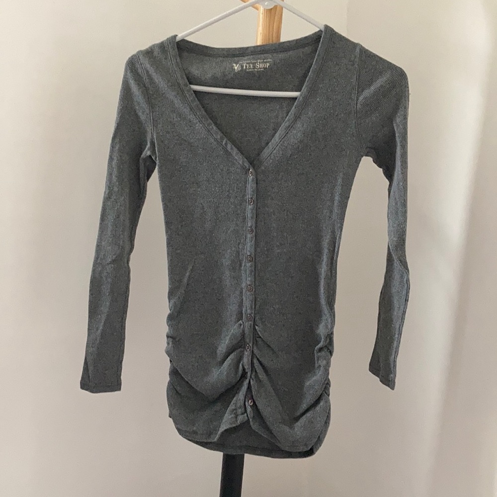 V-neck Button Down T